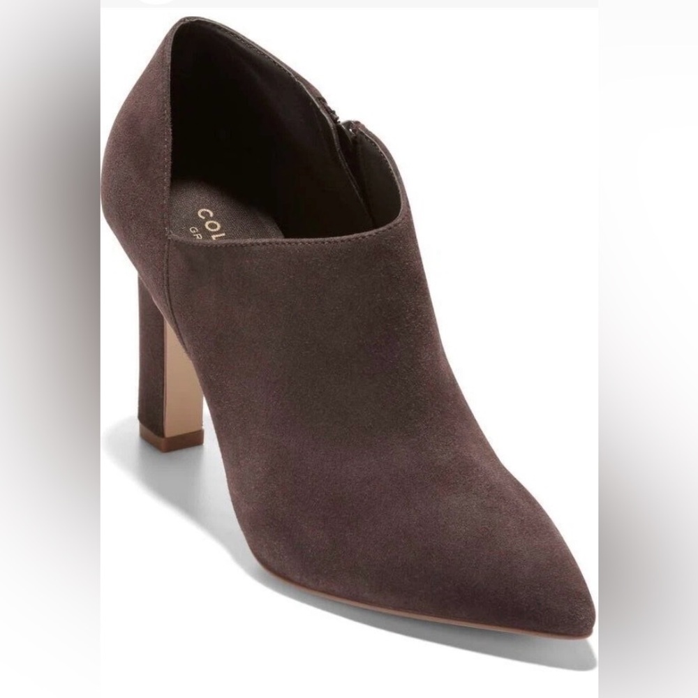 COLE HAAN Vestry Chocolate Brown Suede Ankle Heel Size 7